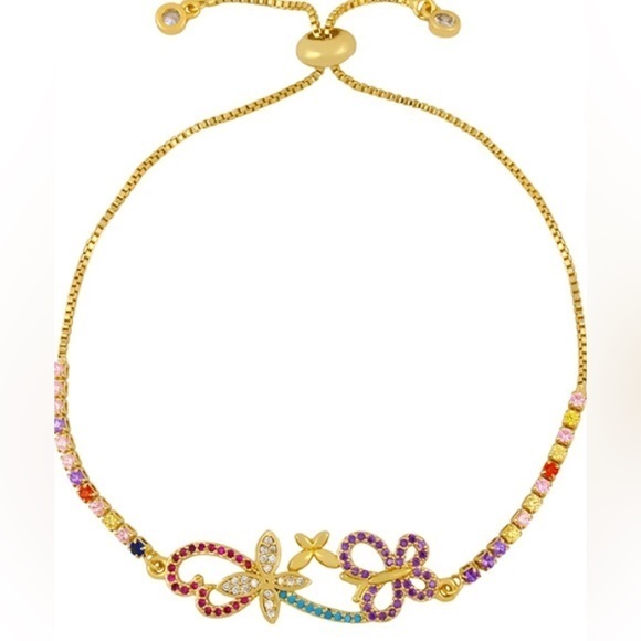 Rainbow Butterfly 24k Gold Plated Bracelet
